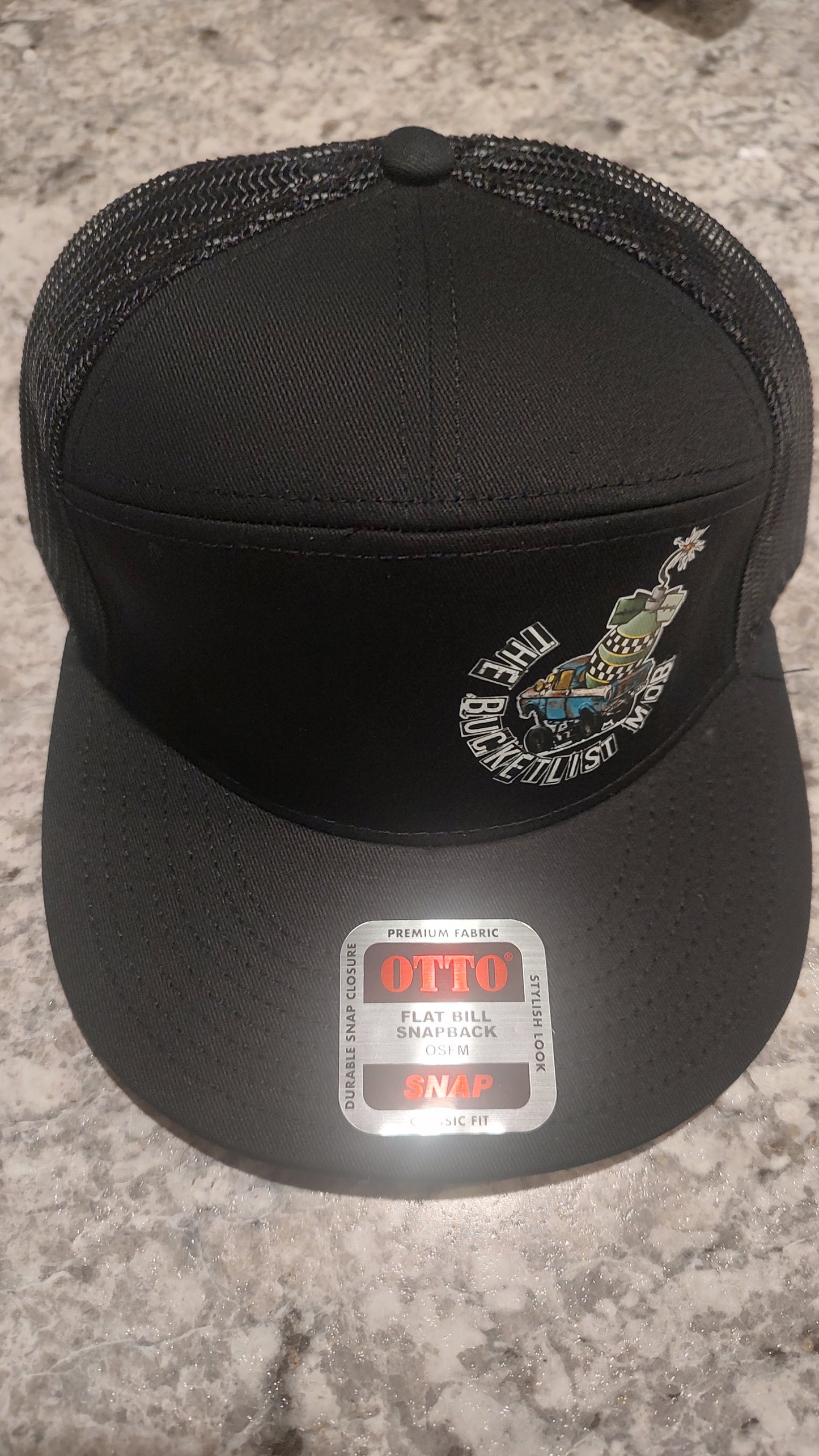 Seven Panel "Cluster Bomb" Trucker Snap Back-OTTO-BLK/BLK
