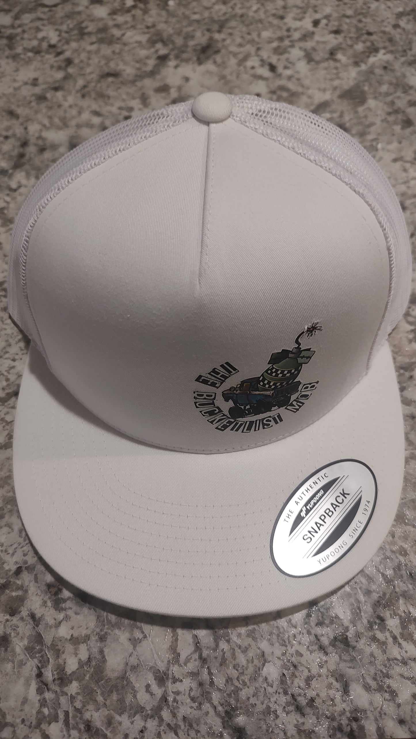 "Cluster Bomb" Trucker Snap Back-6006 WHT/WHT