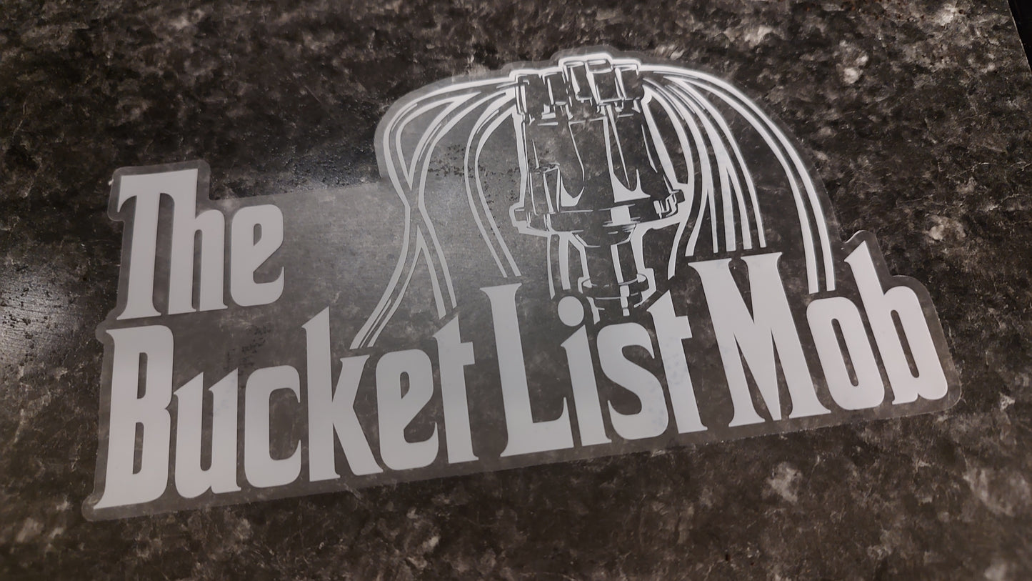 Large White "The BucketList Mob" Logo Sticker