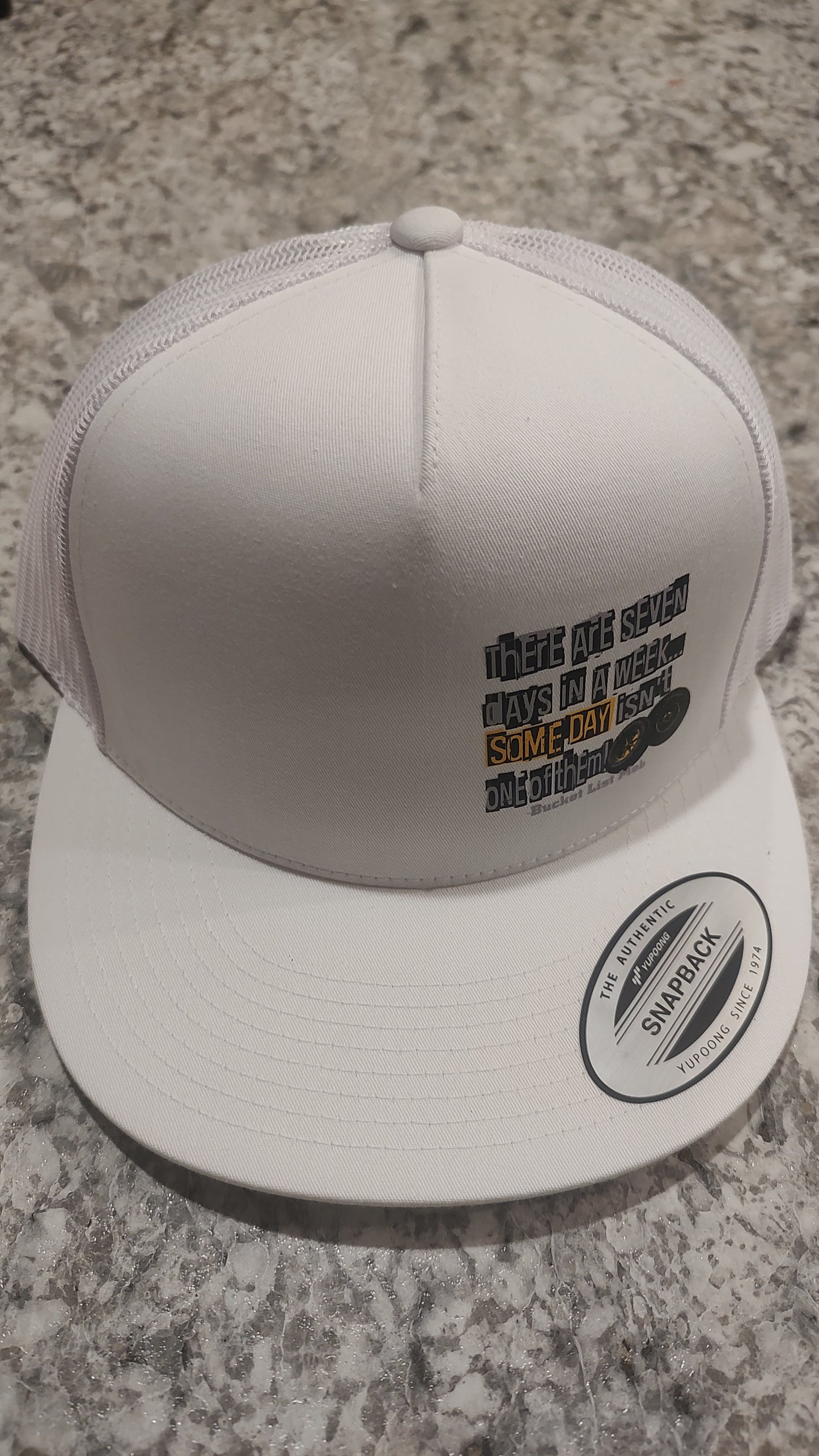 "Seven Days" Trucker Snap Back-6006 WHT/WHT