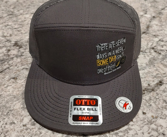 Seven Panel "Seven Days" Trucker Snap Back-OTTO-DRK GRY
